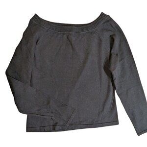 Liz Claiborne Black Long Sleeve Knit Casual Top Off Shoulders Women's Sz Medium